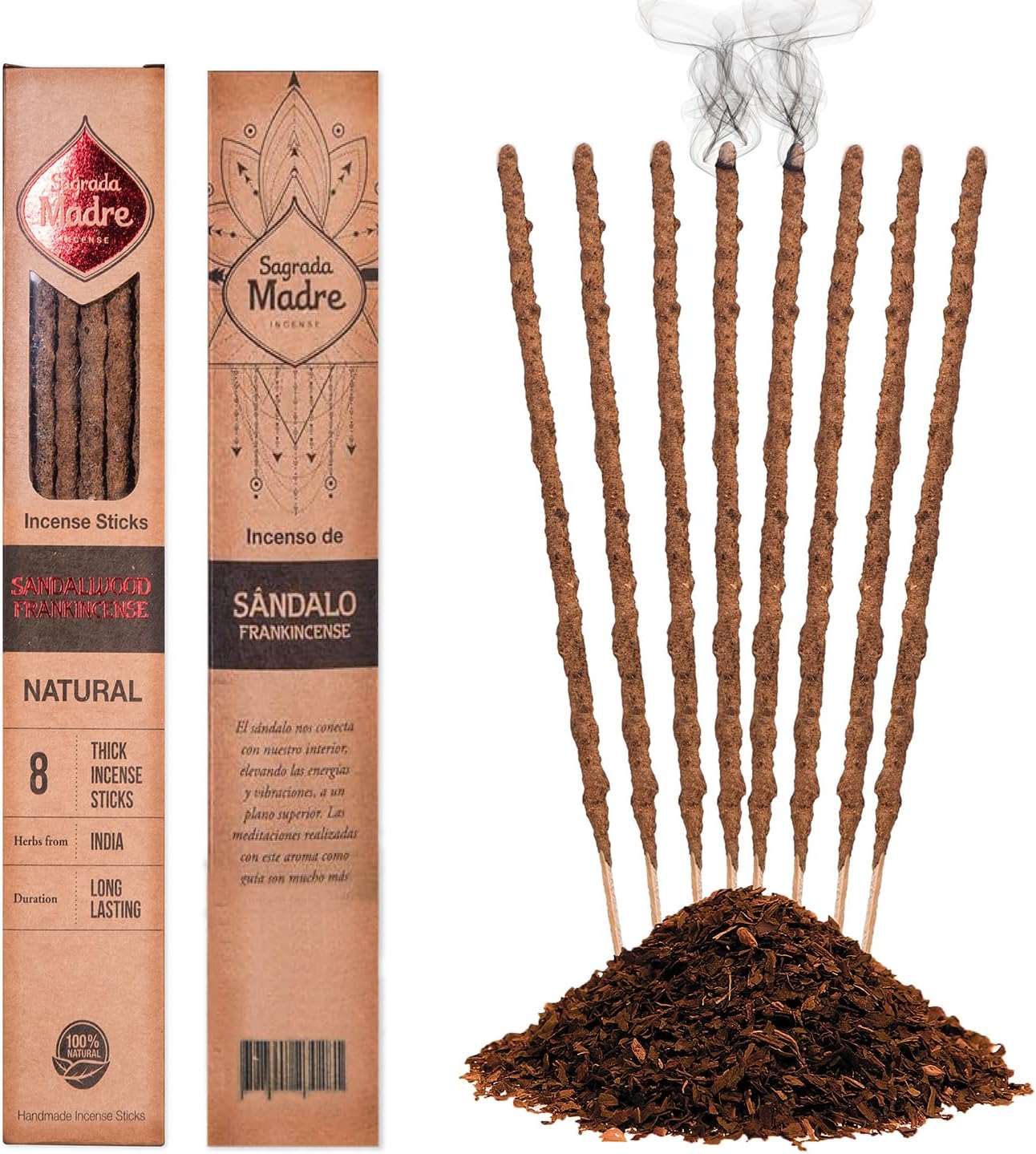 8 Pcs Natural Sandalwood Olibanum Incense Sticks 9 Long Eco Friendly 1hr Burning Time for Healing and Purification