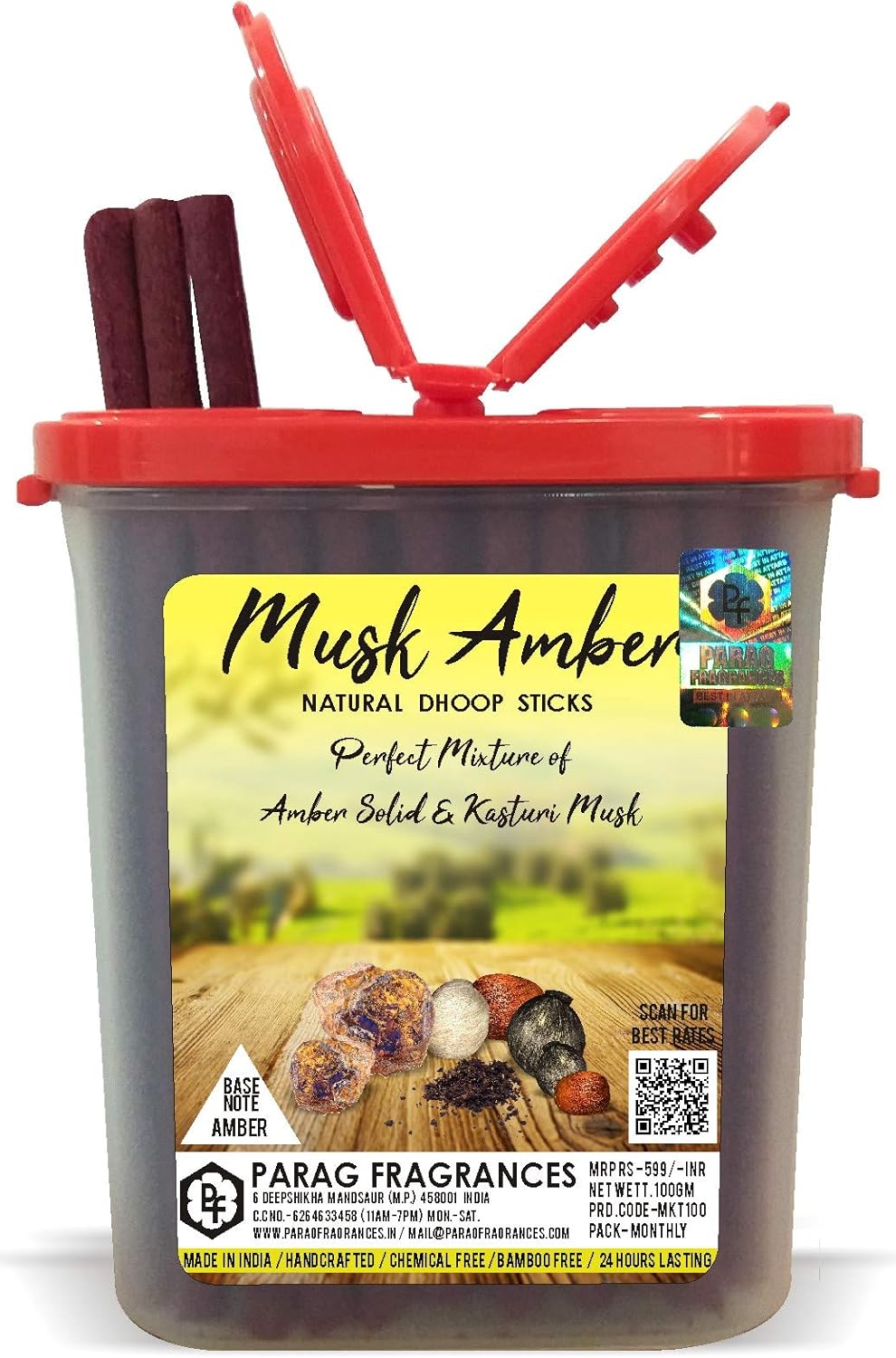 Parag Fragrances Musk Amber Premium Dhoop Sticks 100gm Monthly Pack