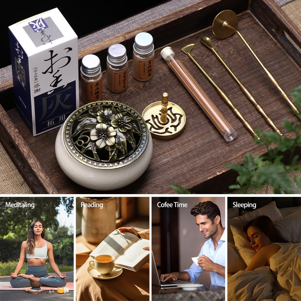 Relchane Brass Powder Incense Burner Kit 10 Pcs