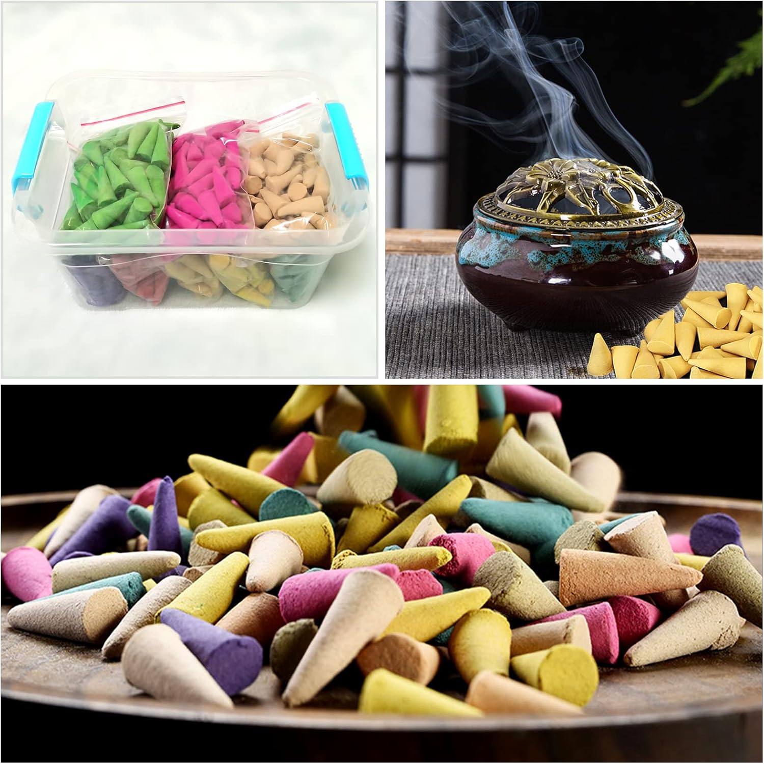 DUOHEMENG Incense Cones 8 Mixed Scents 320 Total with Ceramic Burner