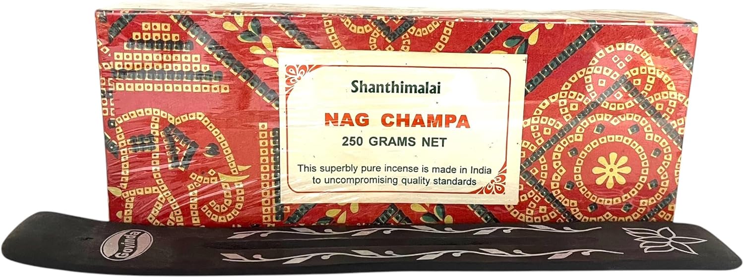 Govinda Shanthimalai Red Nag Champa 250 Grams and Holder