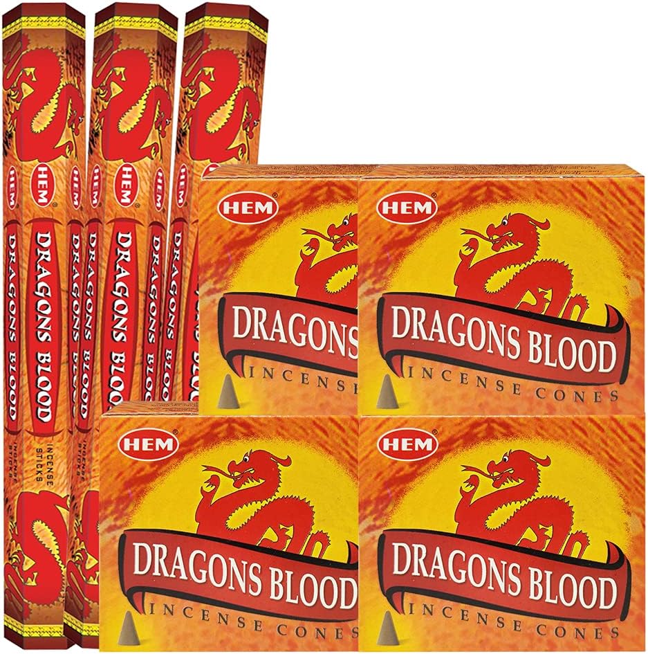 Dragons Blood Incense Sticks and Cone Incense Holder Bundle