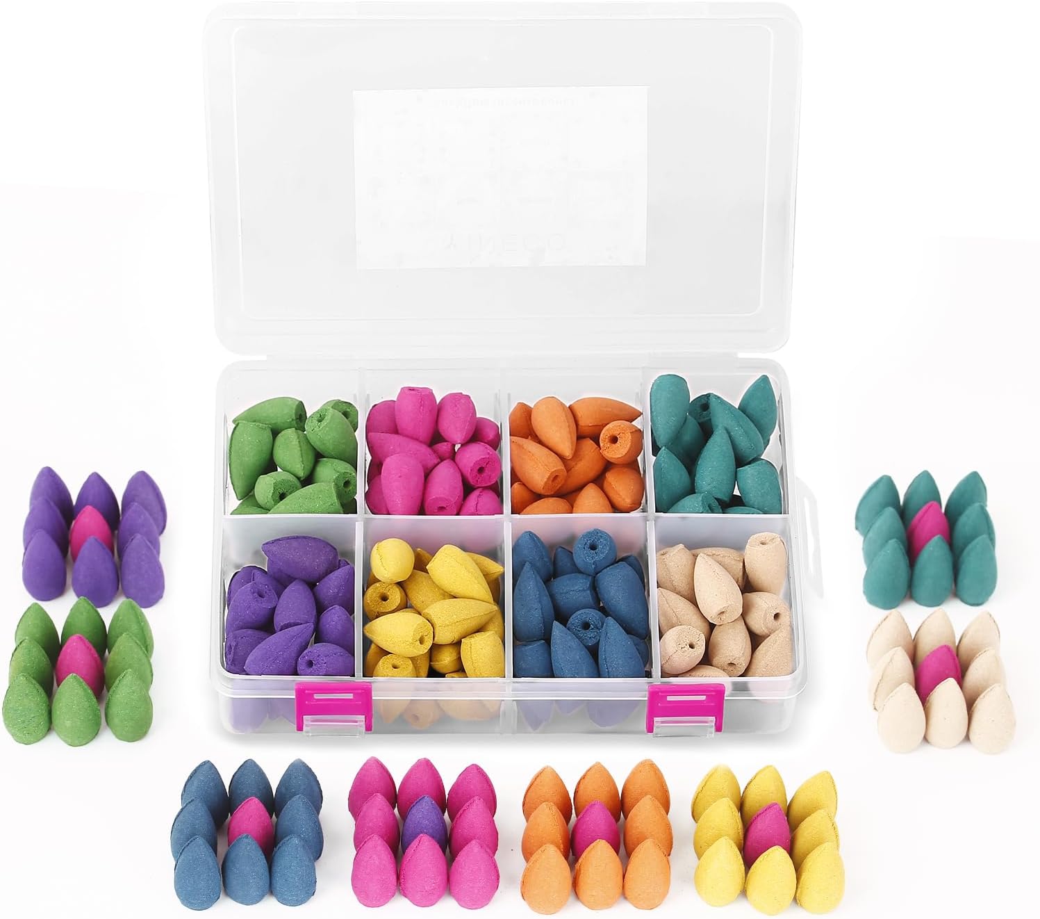 140PCS 8 Mixed Natural Scent Backflow Incense Cones Gift Set