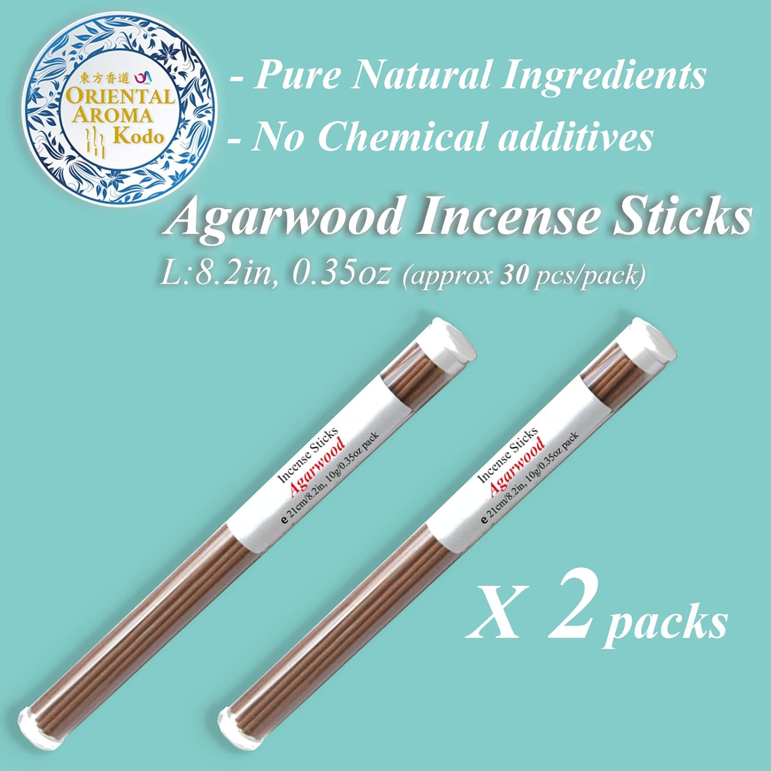 U-MATE Agarwood Incense Sticks 82in 2 Tubes Pack