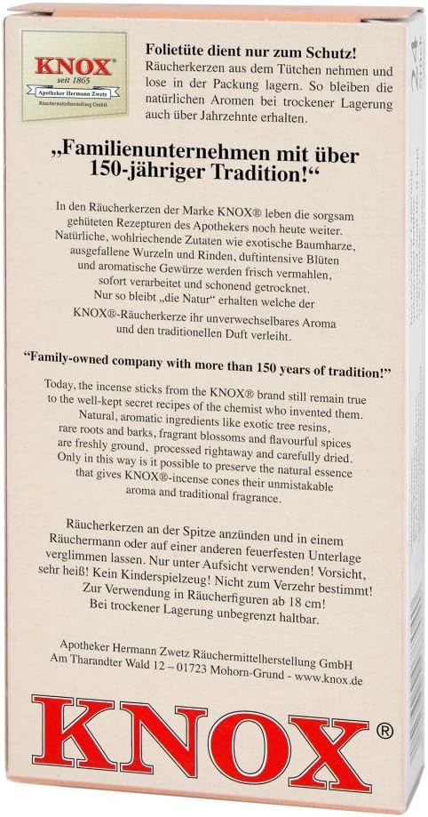 Knox Cinnamon Bark German Incense Cones Pack of 24