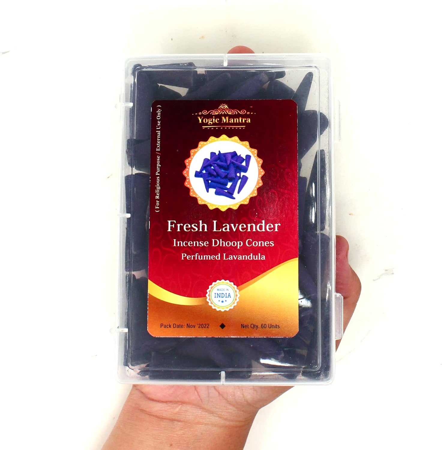 Yogic Mantra Fresh Lavender Incense Cones 60 Pack
