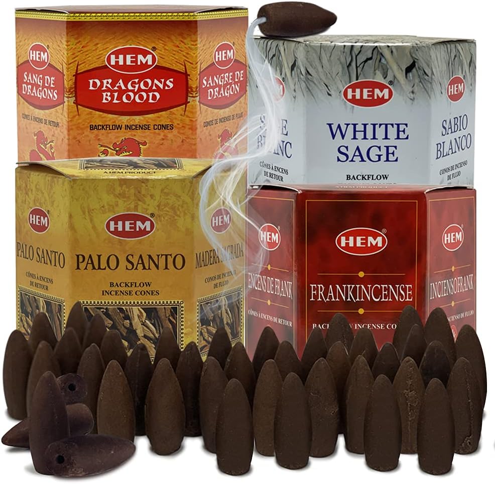 Variety Pack Backflow Incense Cones with Mat Bundle 4