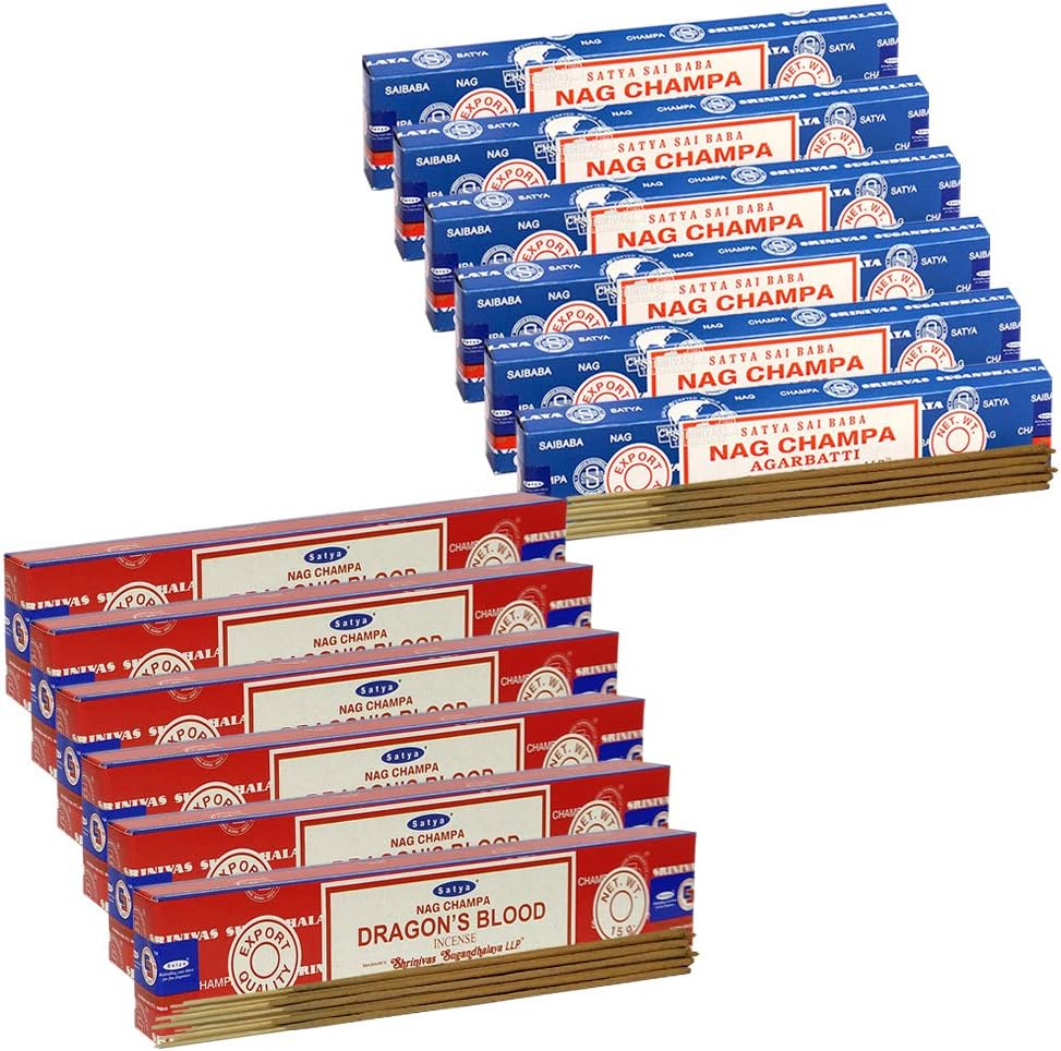 TRUMIRI Nag Champa and Dragons Blood Incense Sticks with Holder Bundle