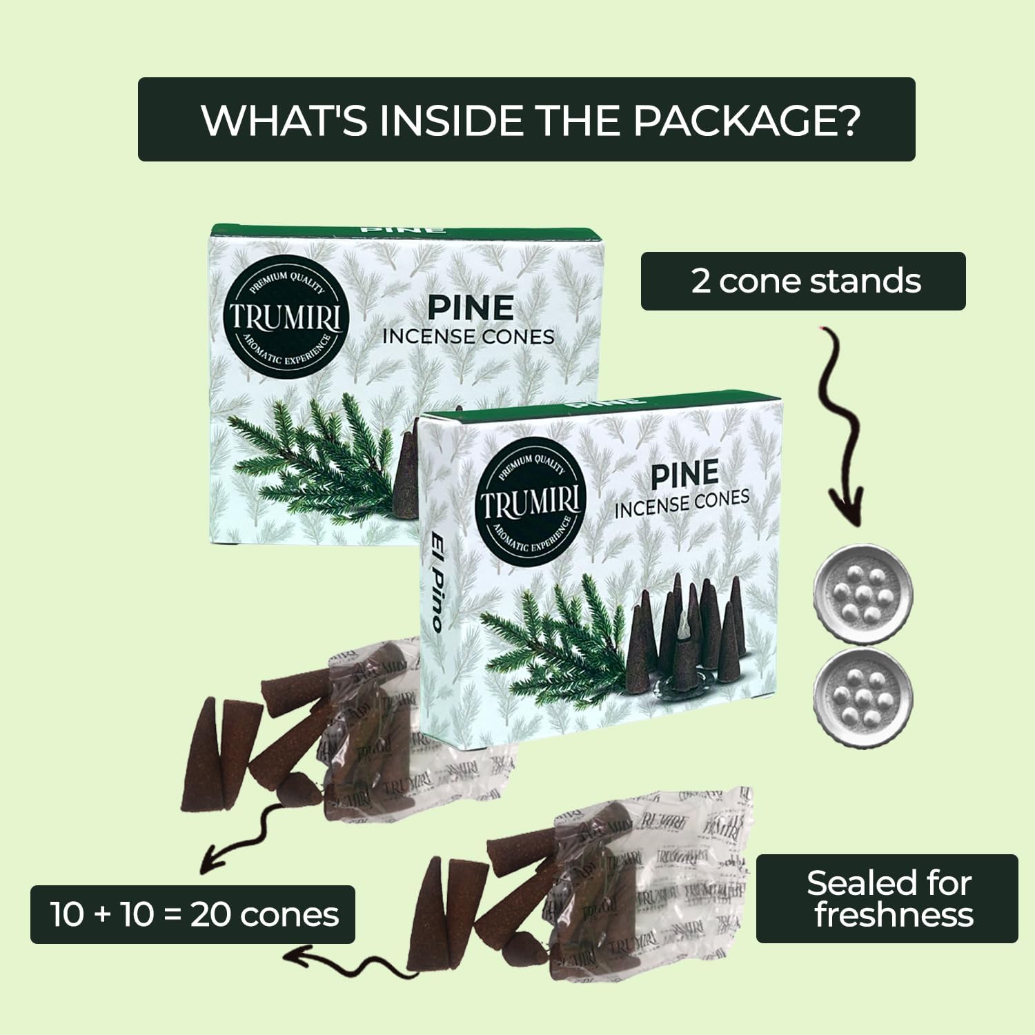 Pine Incense Cones - Dual Pack of 10