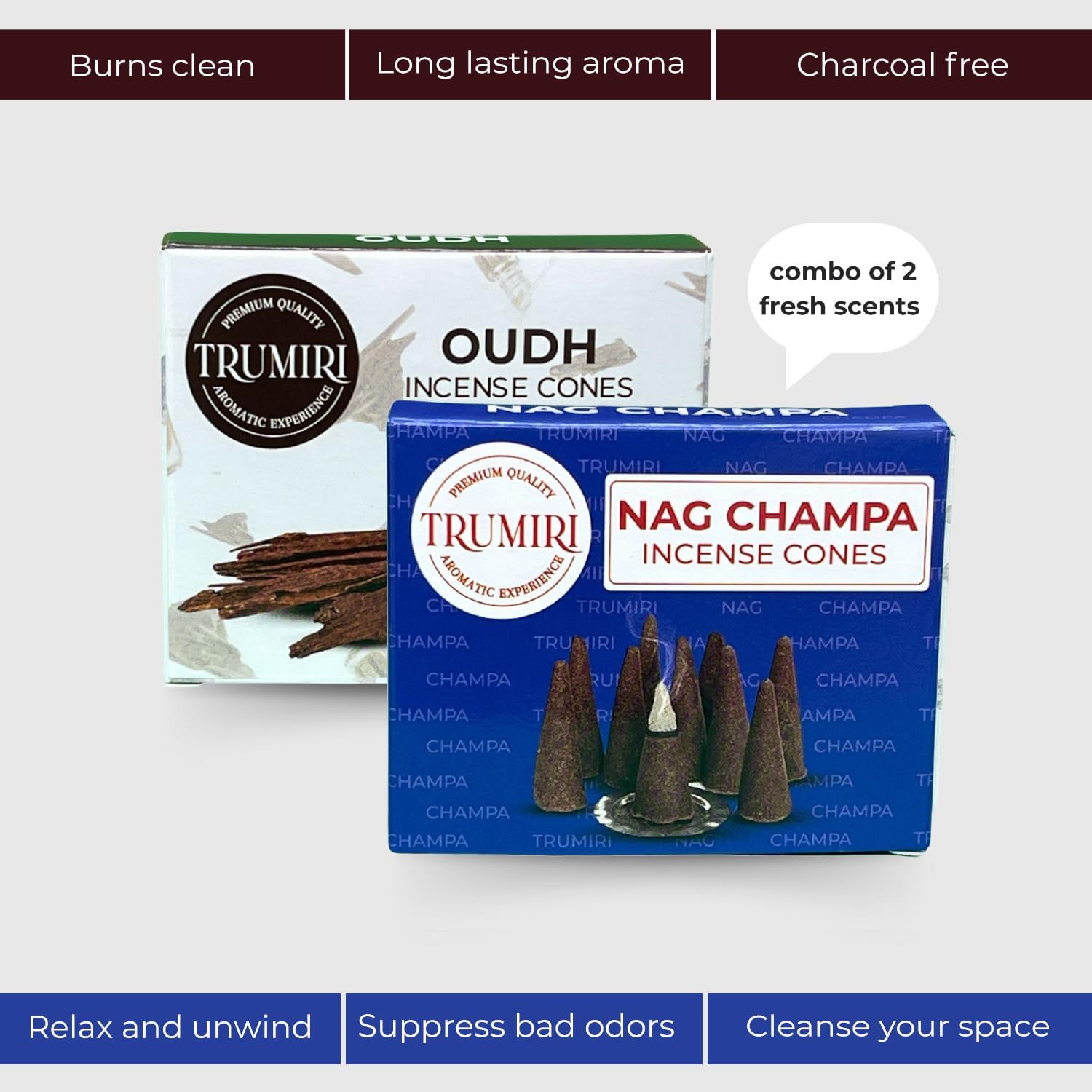 TRUMIRI Incense Cones - 20 Piece Combo Pack