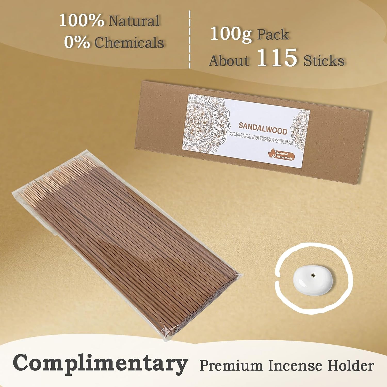 Sandalwood Incense Sticks 100 Gm Pack Free Holder