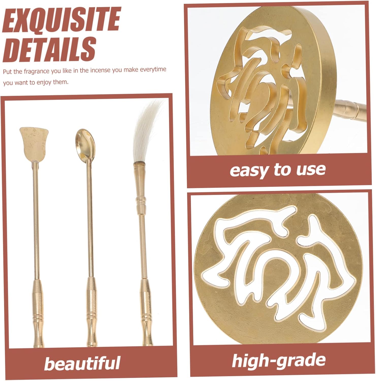 5Pcs Brass Incense Tools Kit for Making and Burning Incense