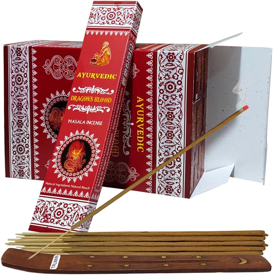 TRUMIRI Dragons Blood Incense Sticks and Holder Bundle