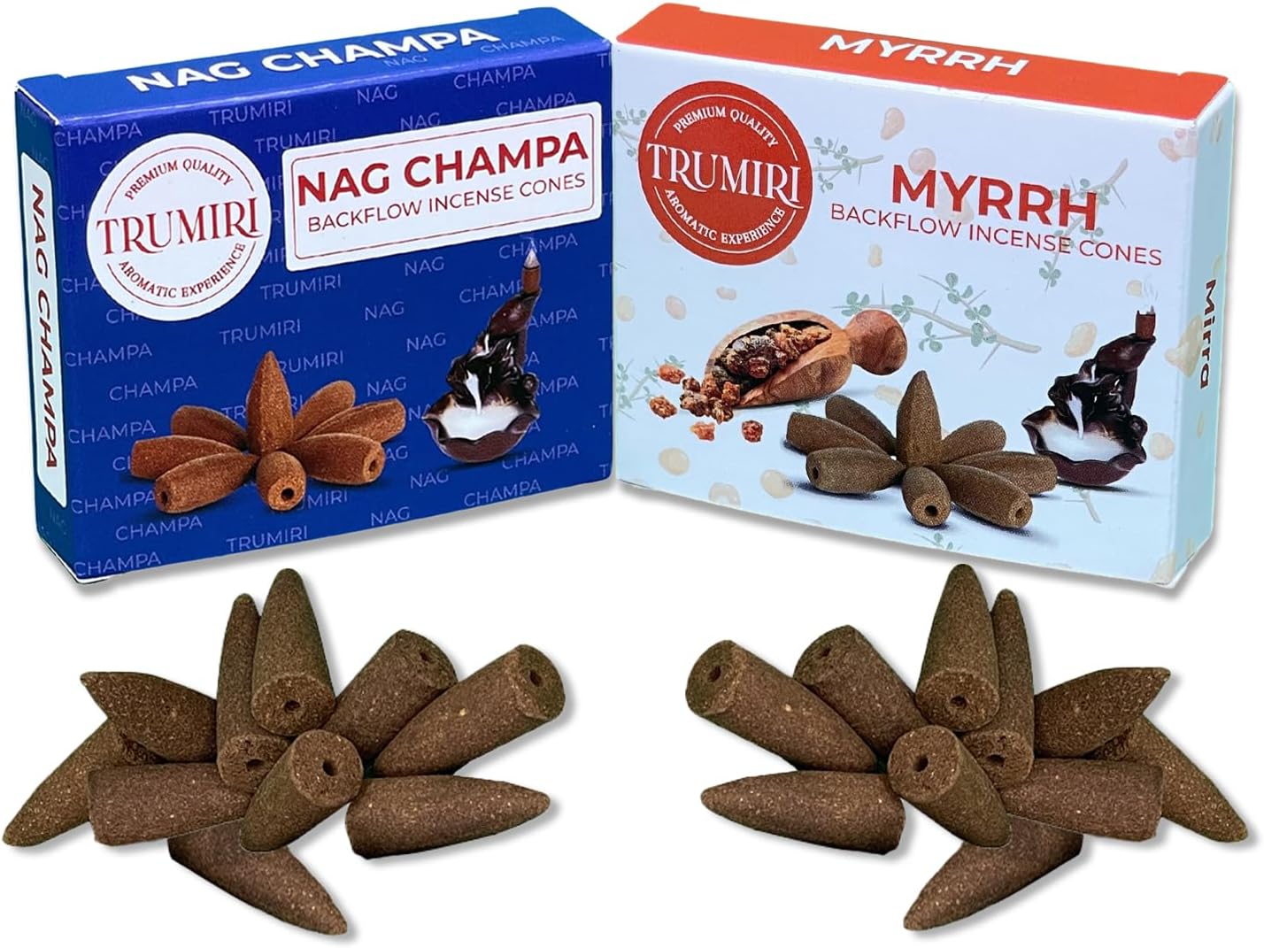 TRUMIRI Backflow Incense Cones - 20-Pack Waterfall Blend