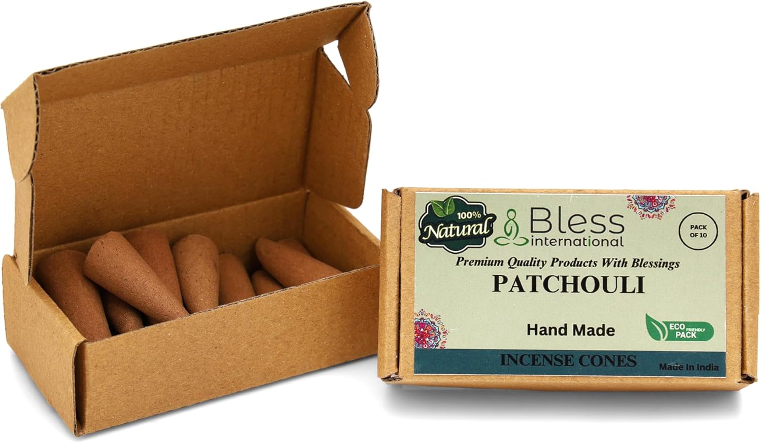 Bless International Patchouli Natural Incense Cones 10 Count
