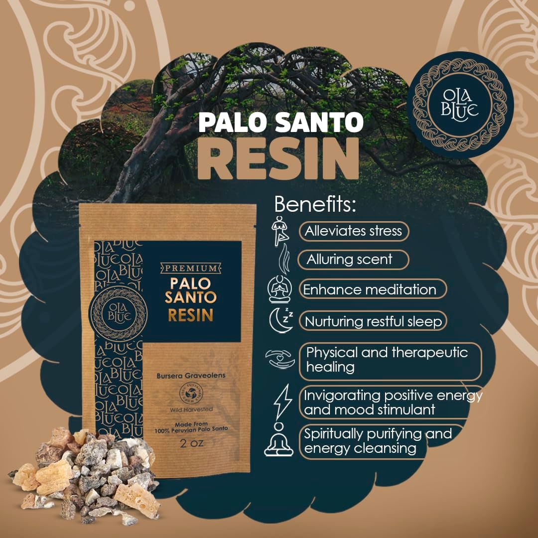 OLA BLUE Palo Santo Resin 2oz Natural Premium Incense