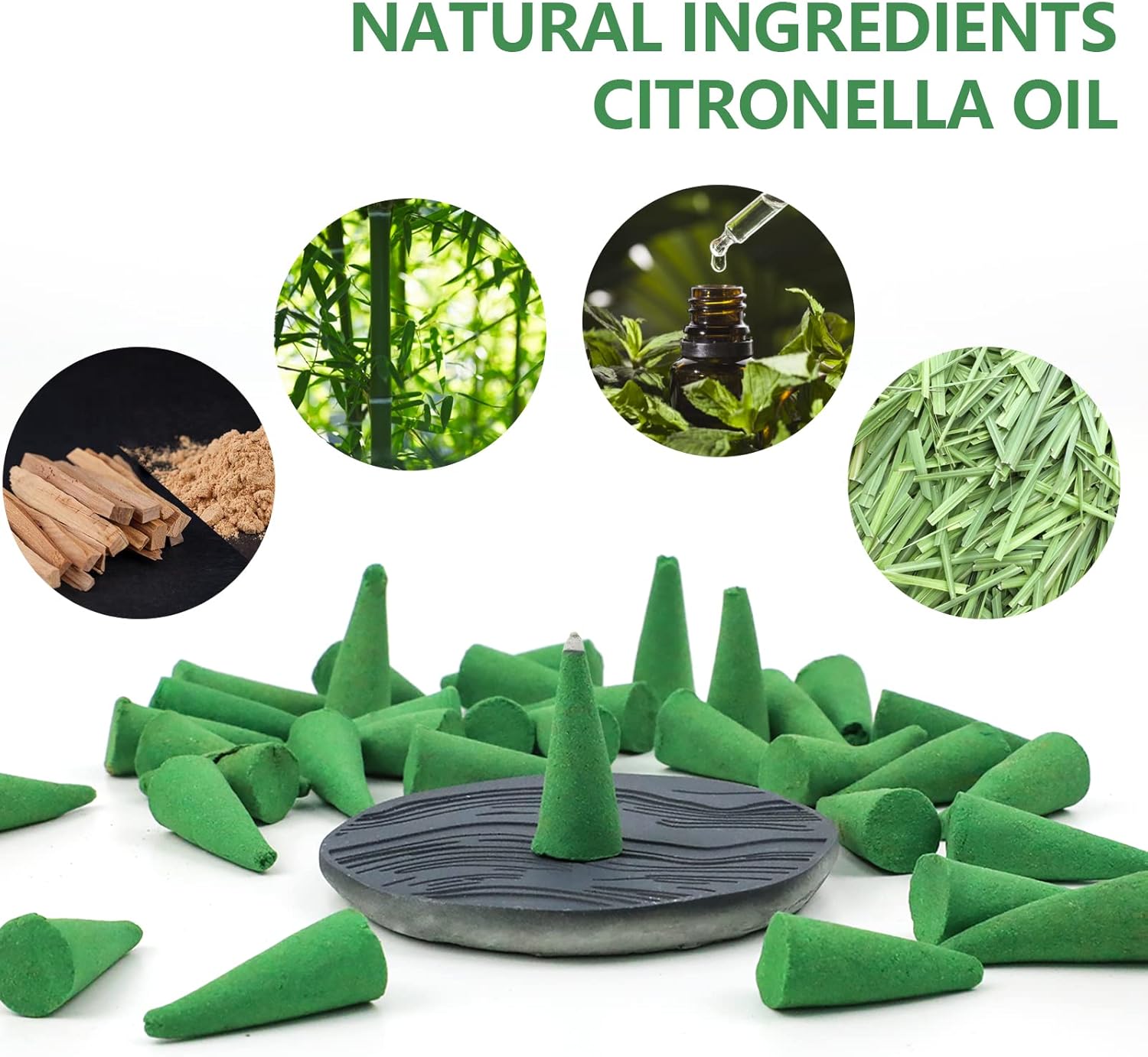 Citronella Incense Cones 120 Pack with Holder
