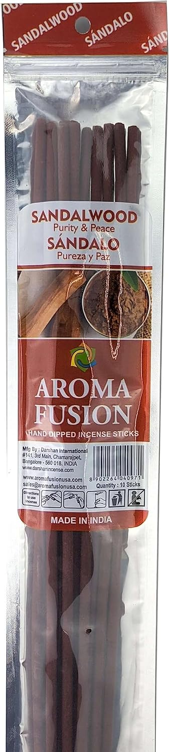 Aroma Fusion 19 Inch Jumbo Hand Dipped Incense - Sandalwood 10 Stick Pack