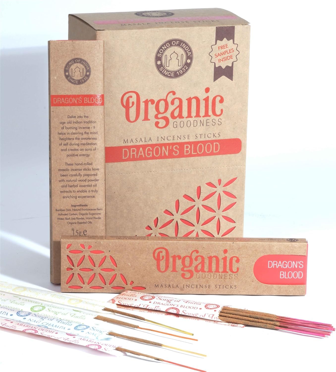 Song of India Organic Goodness Masala Incense - Dragons Blood 15g Box of 12