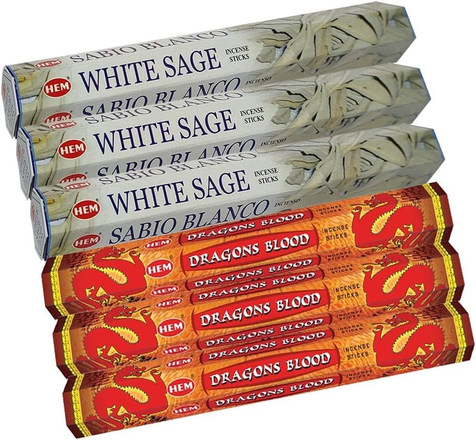 Dragons Blood And White Sage Incense Sticks With Holder Bundle For Home Fragrance