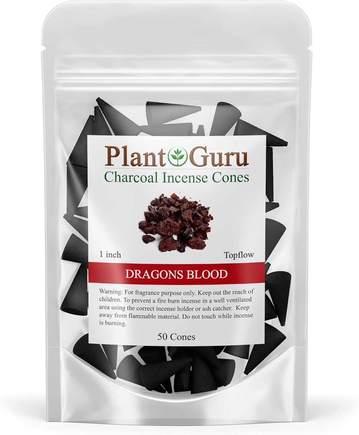 Plant Guru Dragons Blood Charcoal Incense Cones 50 Pack