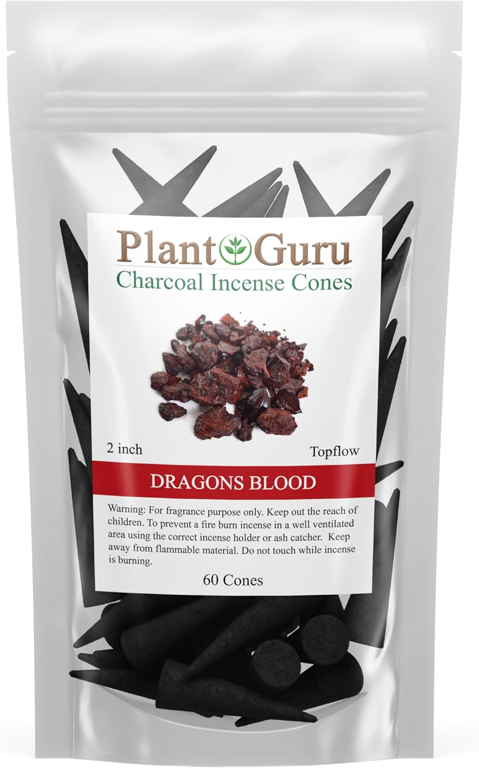 Dragons Blood Charcoal Incense Cones 2 Topflow 60 Pack