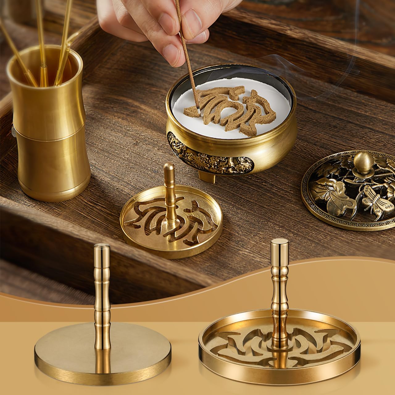 DOITOOL 5 Pcs Brass Incense Kit for Aromatherapy