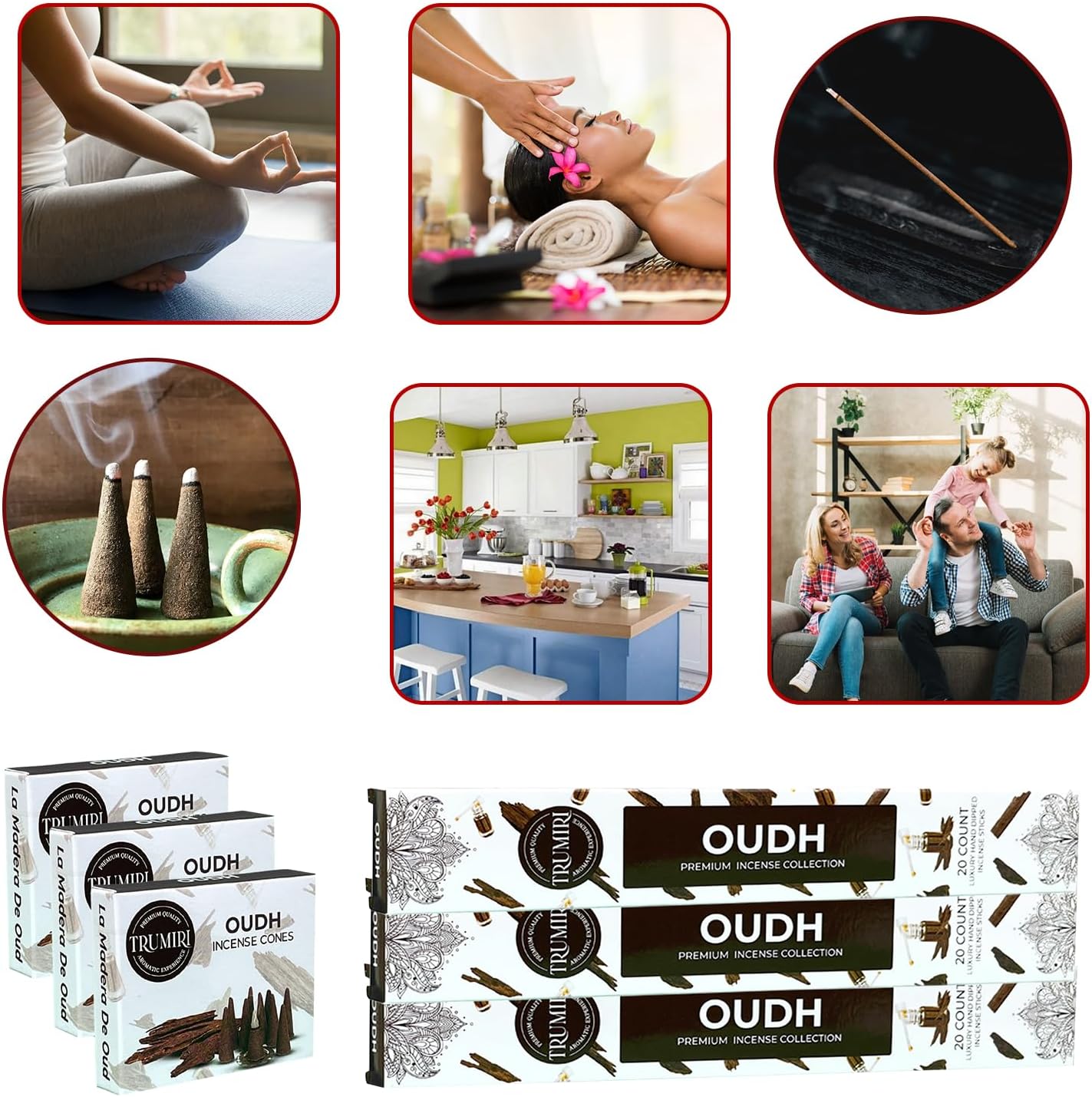 TRUMIRI Oud Incense Sticks Cones Combo Pack