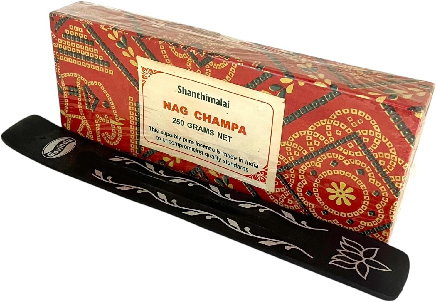 Govinda Shanthimalai Red Nag Champa 250 Grams and Holder