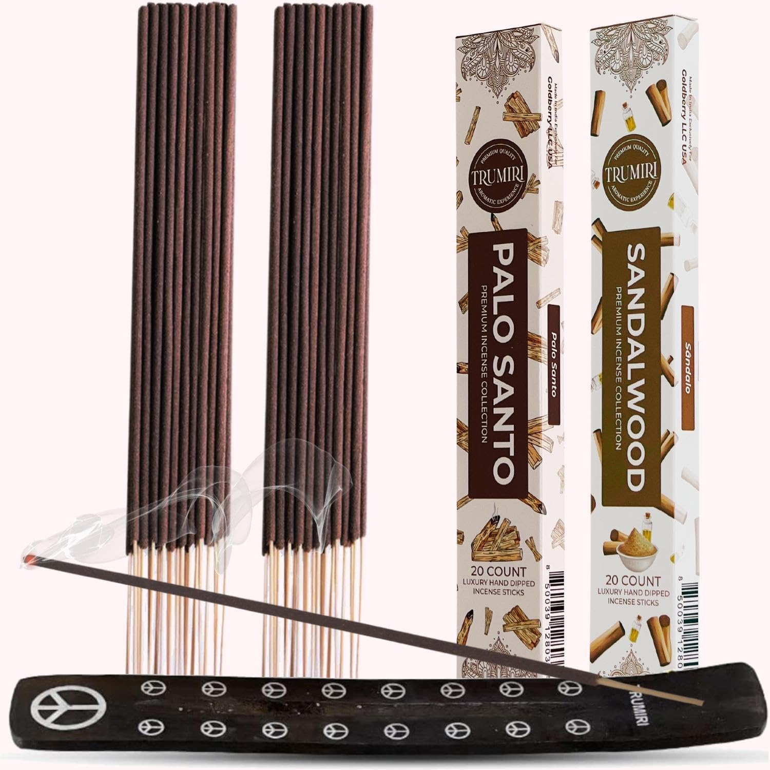 Trumiri Organic Incense Sticks - 40 Pack 20 Palo Santo 20 Sandalwood