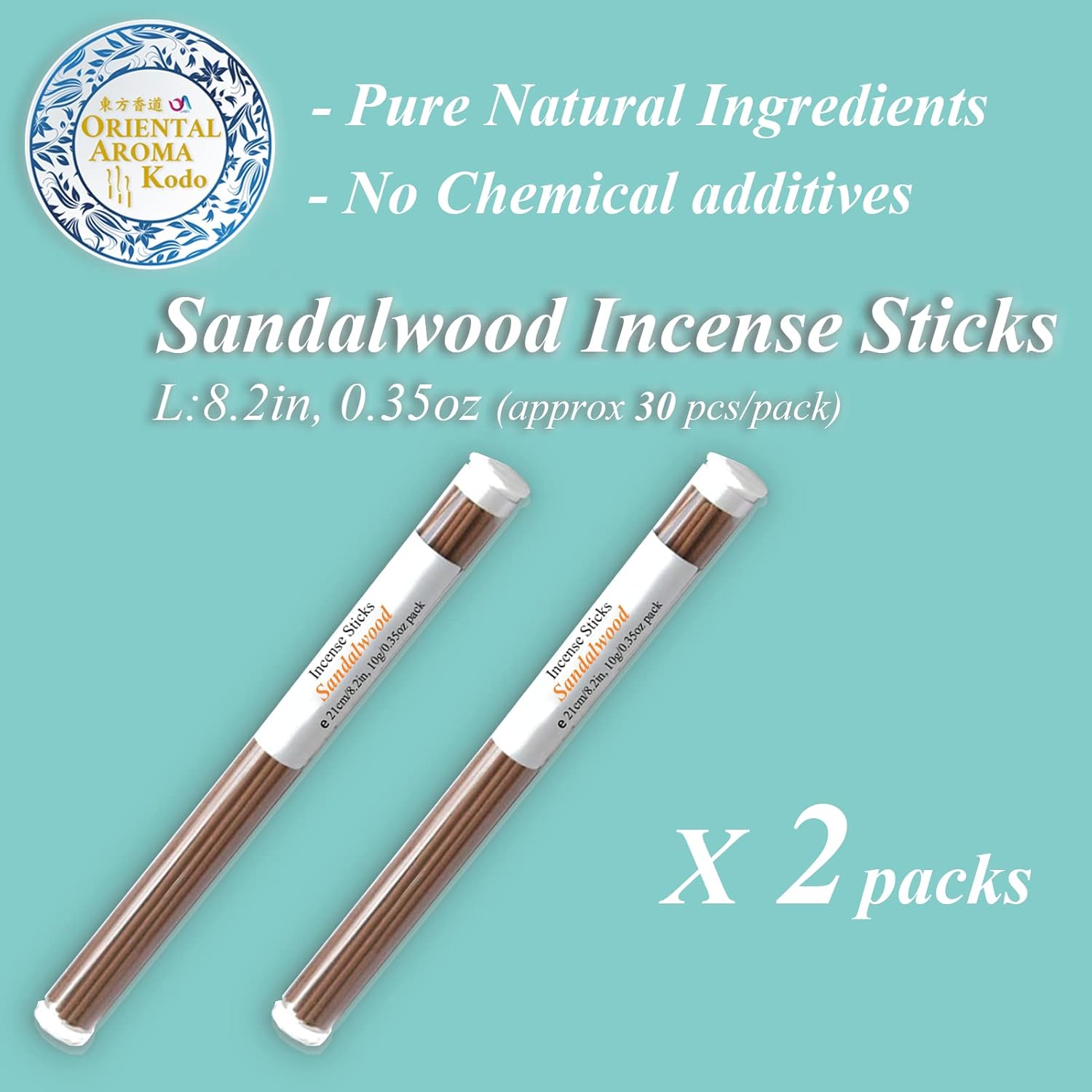 U-MATE Sandalwood Incense Sticks Natural 2 Tubes Pack