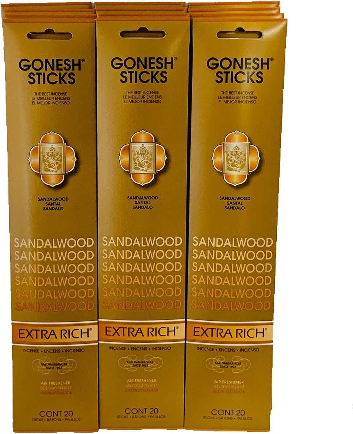 Gonesh Sandalwood Incense Sticks 12 Pack