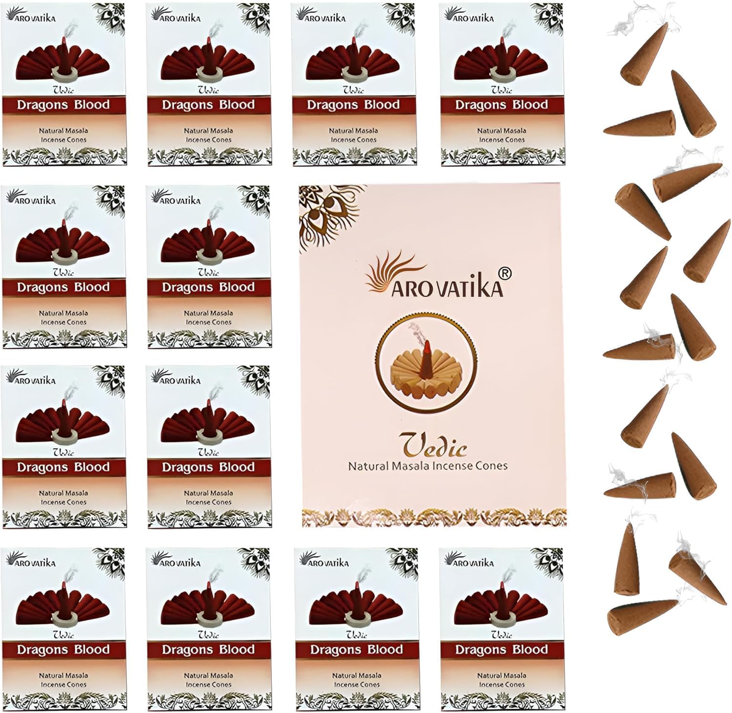ARO VATIKA Vedic Dragons Blood Natural Incense Cones