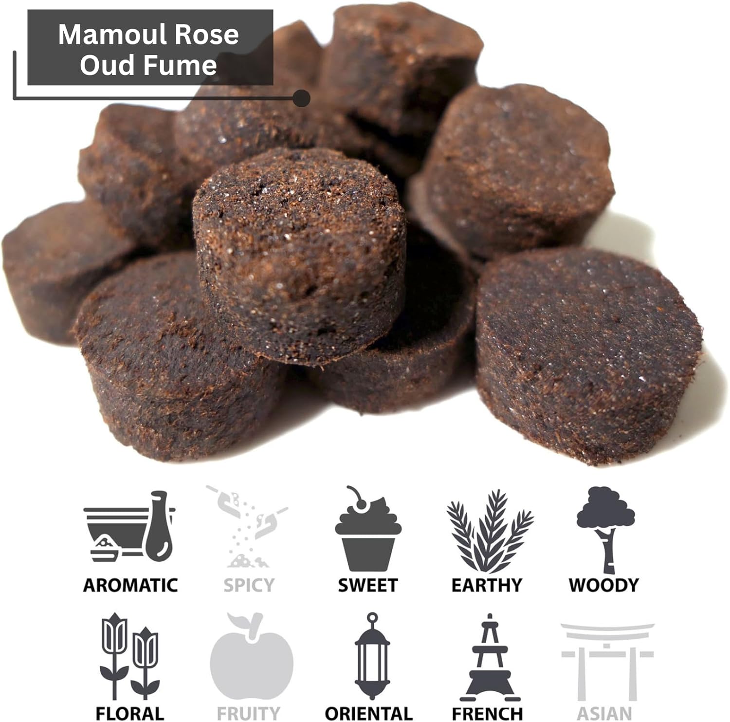 Mamoul Rose Oud Incense 80g Pressed Disks