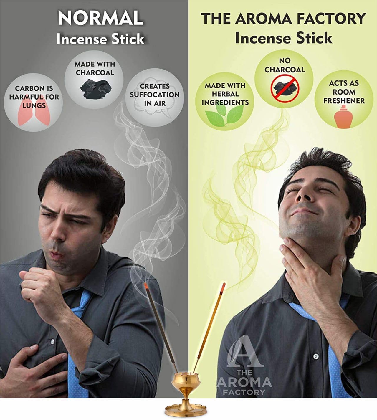 The Aroma Factory Organic Incense Sticks Lemongrass Amber Myrrh 2 x 100g Bottle