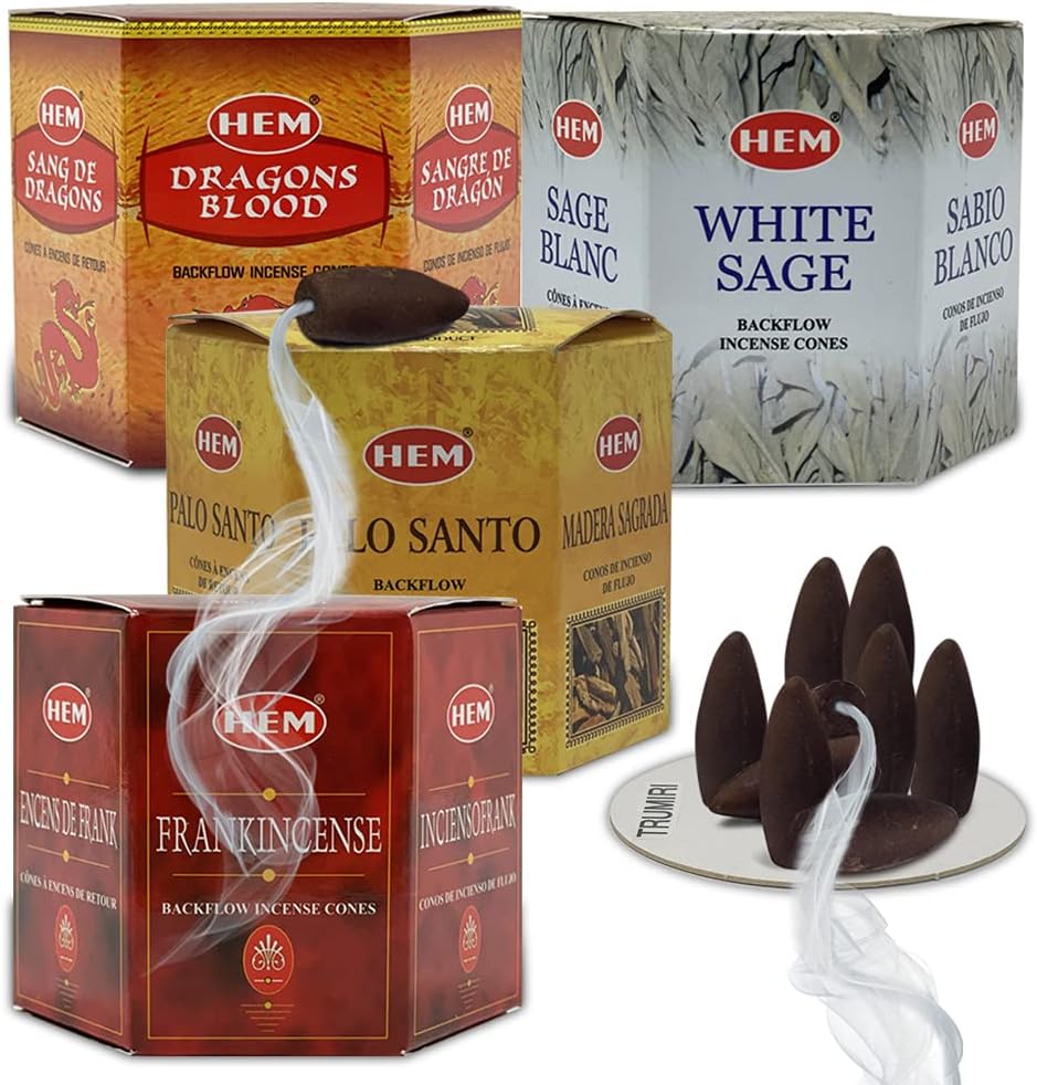 Variety Pack Backflow Incense Cones with Mat Bundle 4
