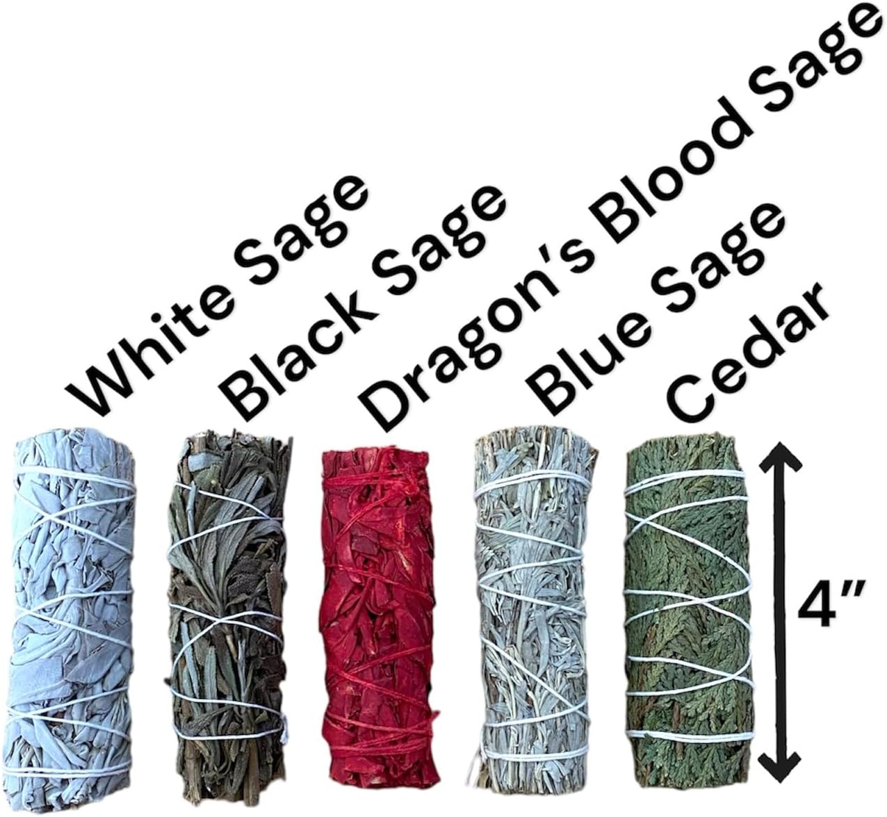 5 pcs Smudge Stick Sampler Kit - Natural Aromas for Cleansing