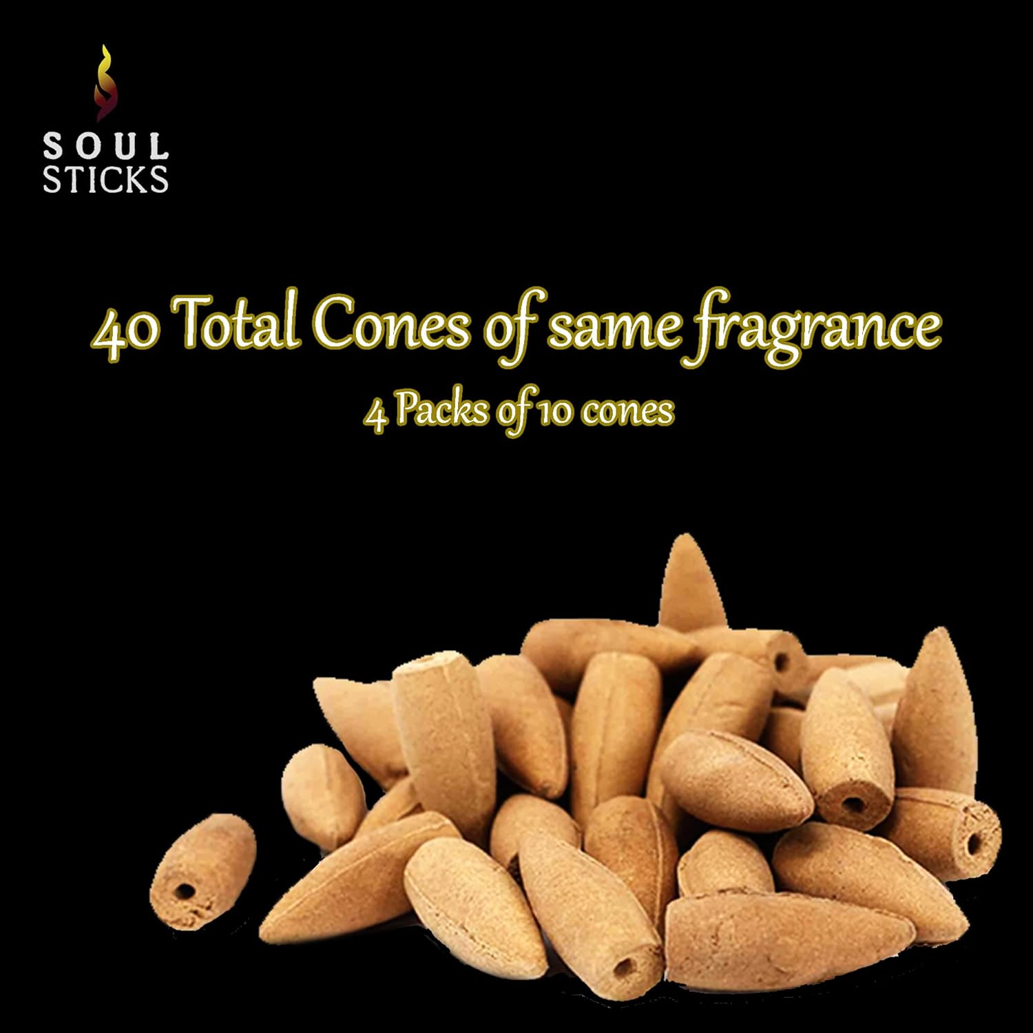 Soul Sticks Backflow Incense Cones 40PCS Organic Aromatic Set
