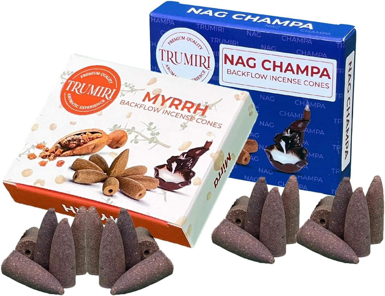 TRUMIRI Backflow Incense Cones - 20-Pack Waterfall Blend