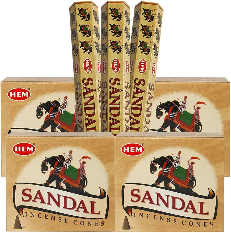 TRUMIRI Sandalwood Incense Sticks and Cone Holder Bundle