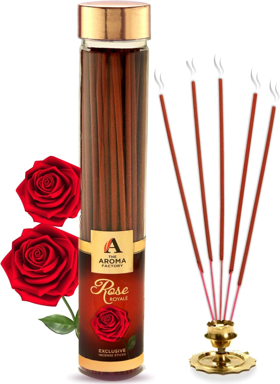 The Aroma Factory Rose Agarbatti - Charcoal Free Premium Fragrance 100G Jar Pack