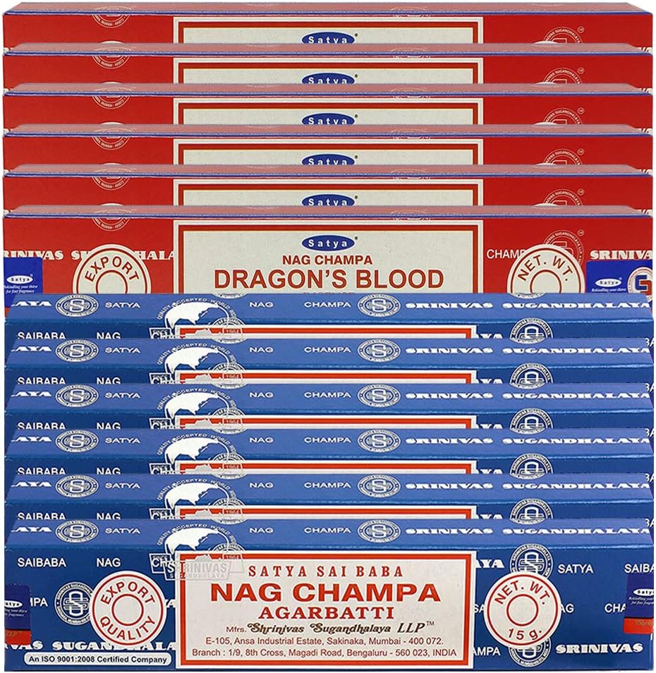 TRUMIRI Nag Champa and Dragons Blood Incense Sticks with Holder Bundle