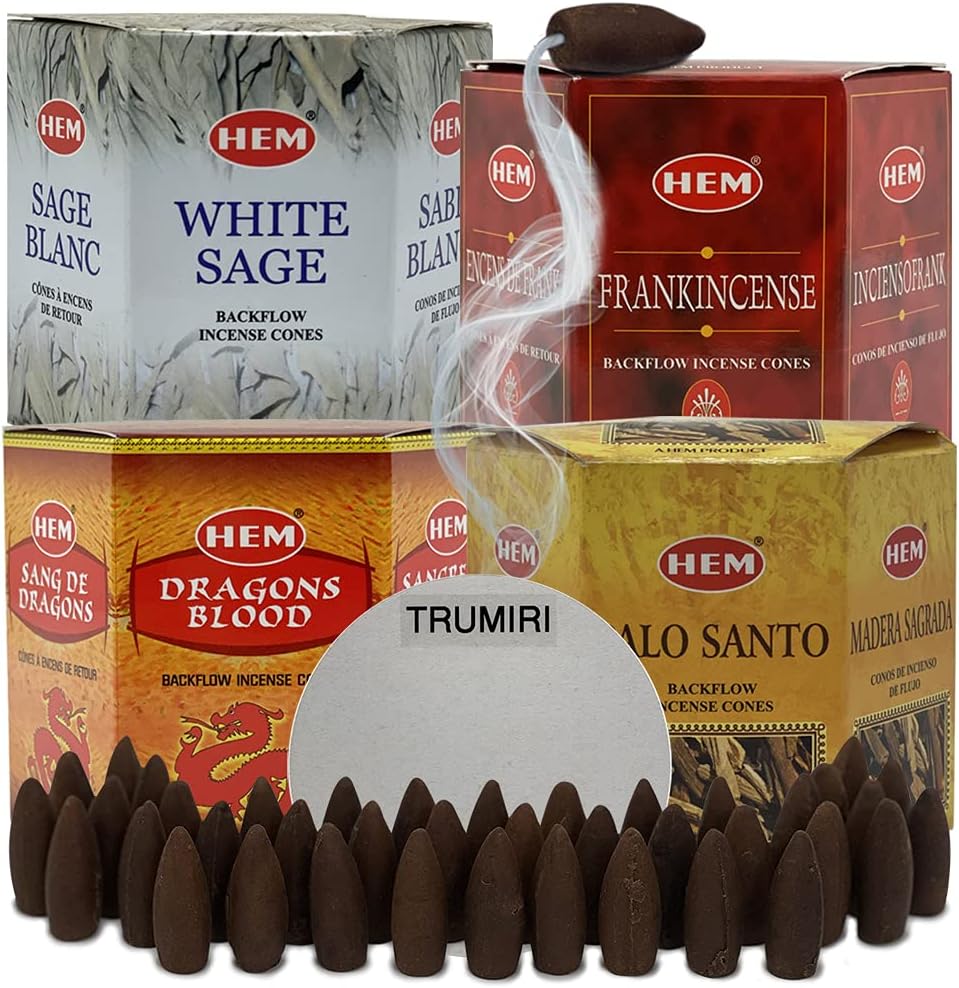 Variety Pack Backflow Incense Cones with Mat Bundle 4