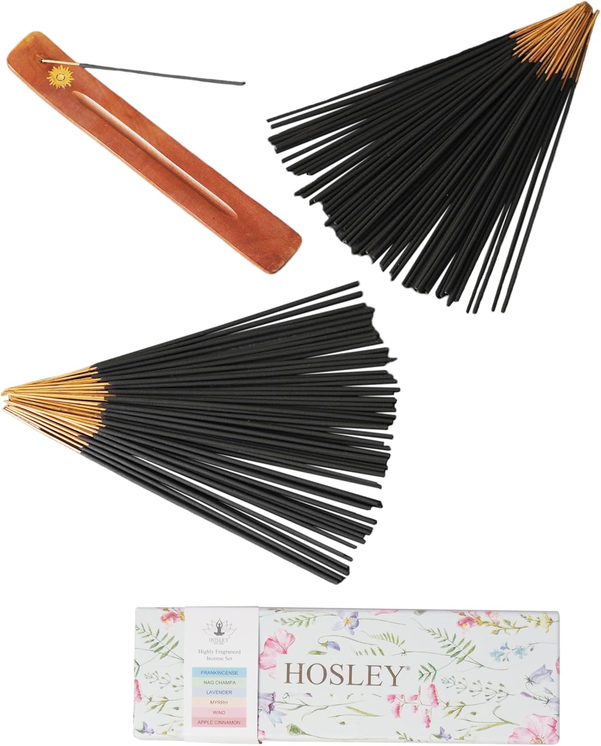 Hosley 120 Incense Sticks with 6 Scents and 12 Inch Holder