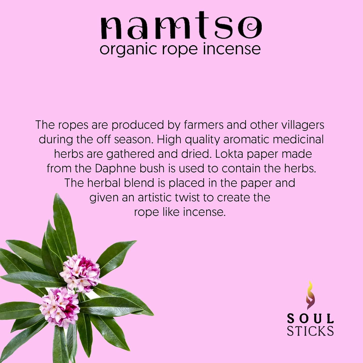 Soul Sticks Namtso Tibetan Handmade Rope Incense 20 Sticks Dragon Blood