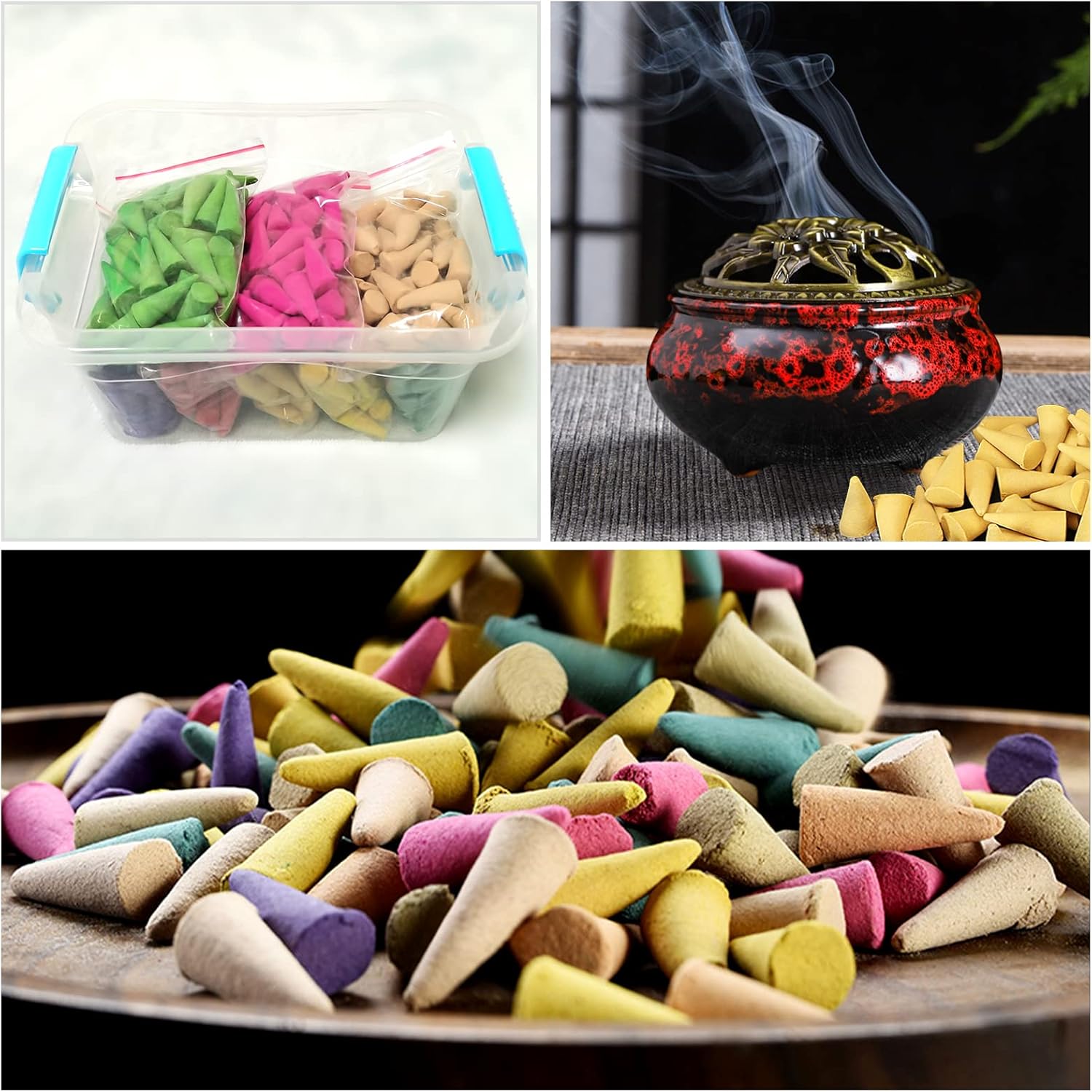 DUOHEMENG Incense Cones 8 Mixed 320 Total with Ceramic Burner