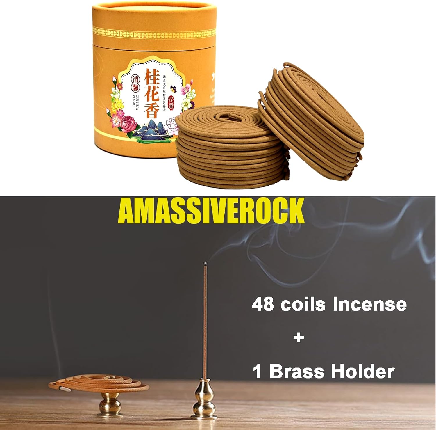 Osmanthus Incense Coils with Holder - 48 PCS Long Lasting Fragrance
