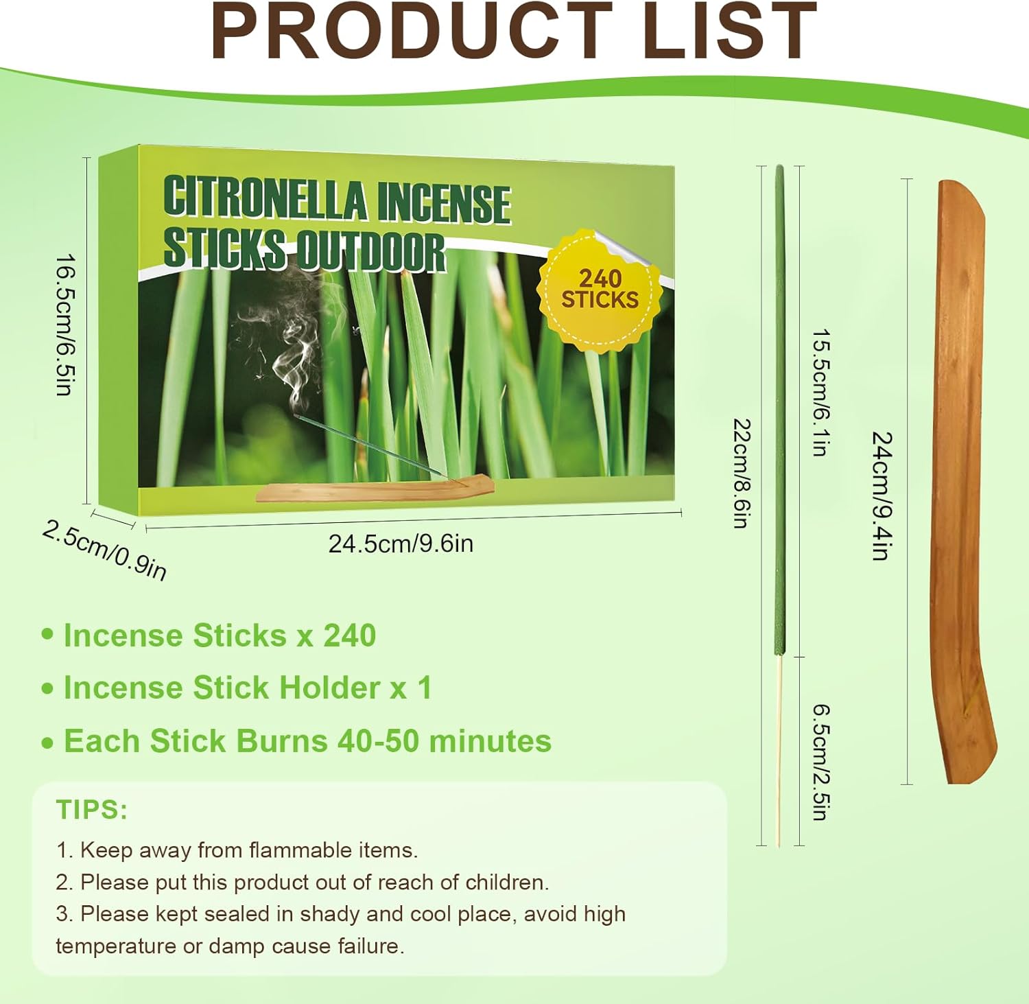 240 Pcs Citronella Incense Sticks Outdoor Protection