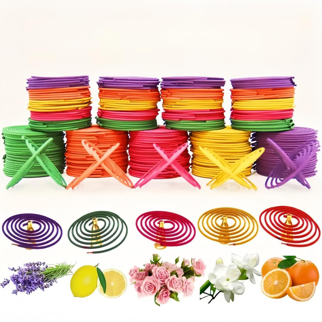 50PCS Spiral Incense Cones 5 Mixed Scents for Relaxation