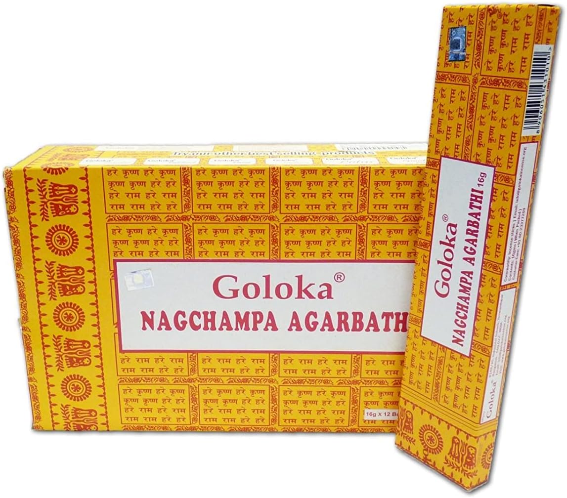 Goloka Nag Champa Incense Sticks Set of 12 Packs